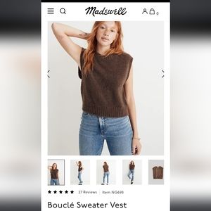 NWT Madewell boucle sweater vest size small